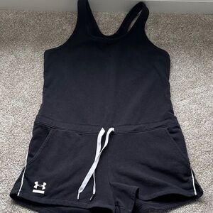 Under Armour Black Sleeveless Athletic Romper with White Drawstring